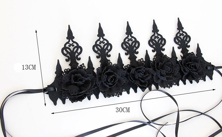 Dark Queen Gothic Styled Black Roses Headband