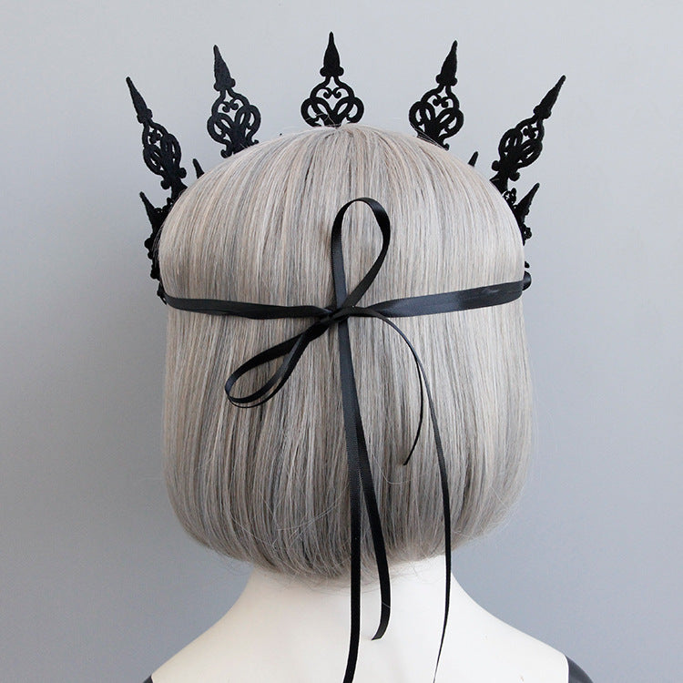 Dark Queen Gothic Styled Black Roses Headband