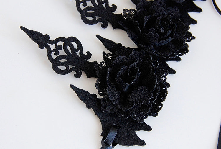 Dark Queen Gothic Styled Black Roses Headband