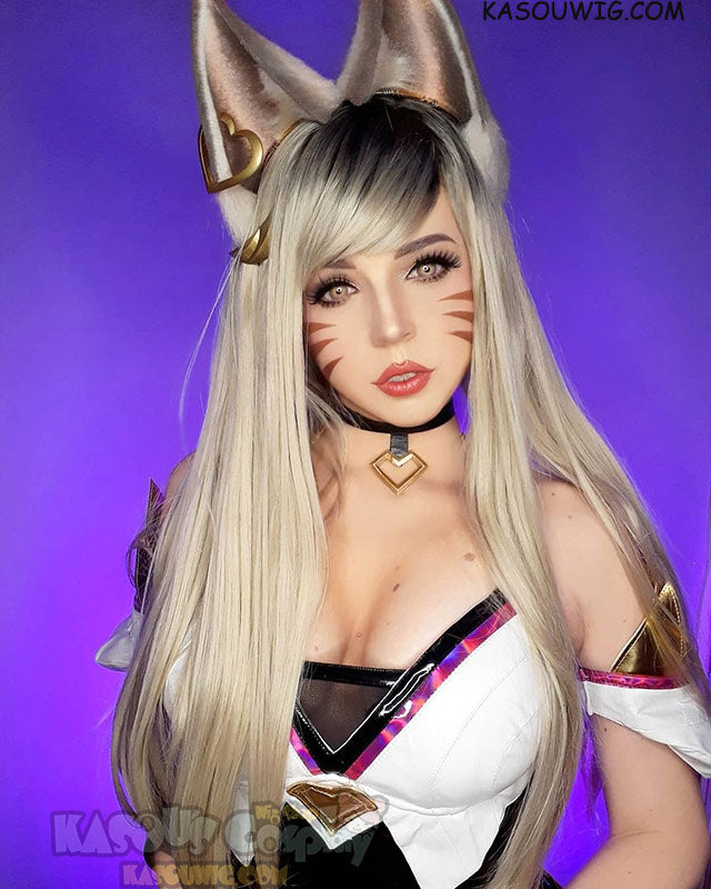 K/DA League of Legends - Ahri - Peluca Cosplay (Incluye Orejas) 