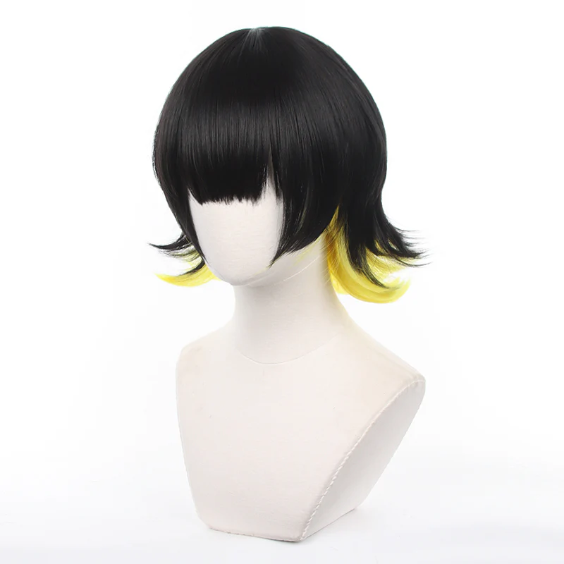 Blue Lock Meguru Bachira Black Yellow Cosplay Hair Wig