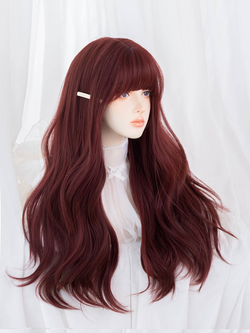 Dark Burgundy 73cm Wavy Red Hair - Natural Wig