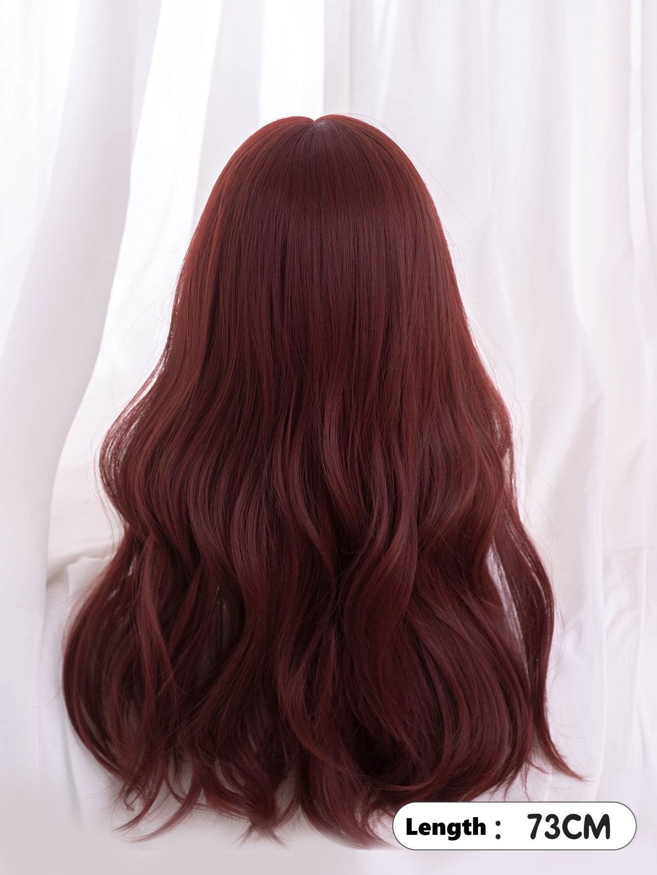 Borgoña Oscuro 73cm Pelo Rojo Ondulado - Peluca Natural