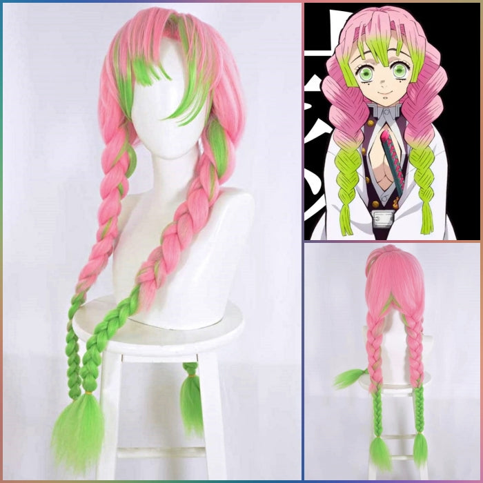 Demon Slayer- Mitsuri Kanroji Green Pink Cosplay Wig