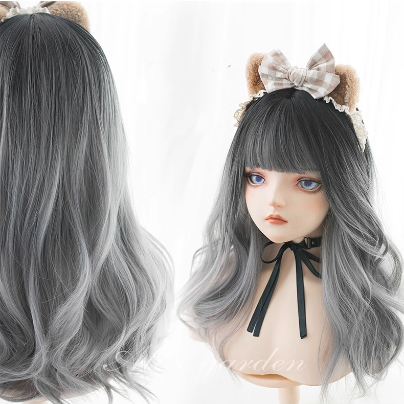 Black to Gray Ombre Wavy Lolita Long Hair Wig