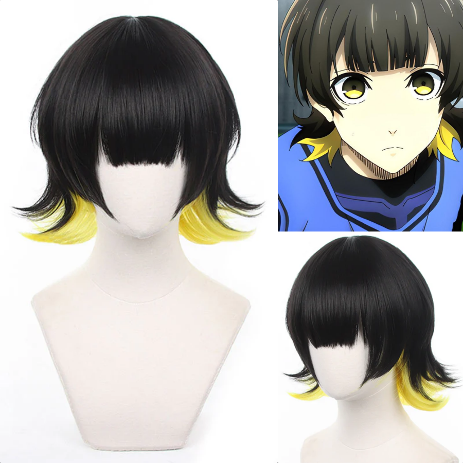 Blue Lock Meguru Bachira Black Yellow Cosplay Hair Wig