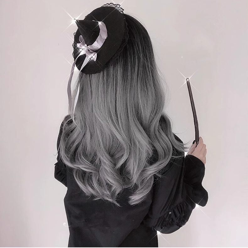 Black to Gray Ombre Wavy Lolita Long Hair Wig
