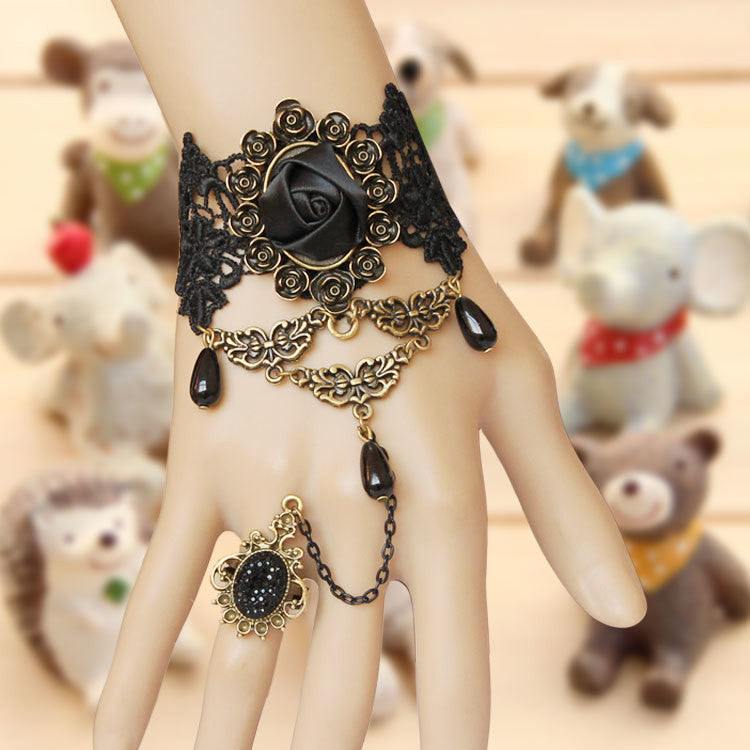 Black Vintage Gothic Style Hand Harness / bracelet - Ohmykitty Online Store