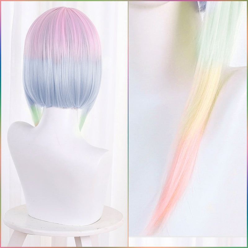 Cyberpunk- Lucy Hair Rainbow Ombre Cosplay Wig