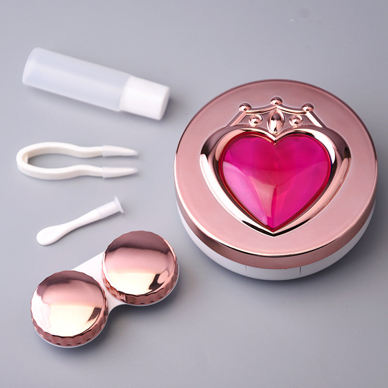 Metallic Rose Gold Pink Heart Lens Case - Ohmykitty Online Store
