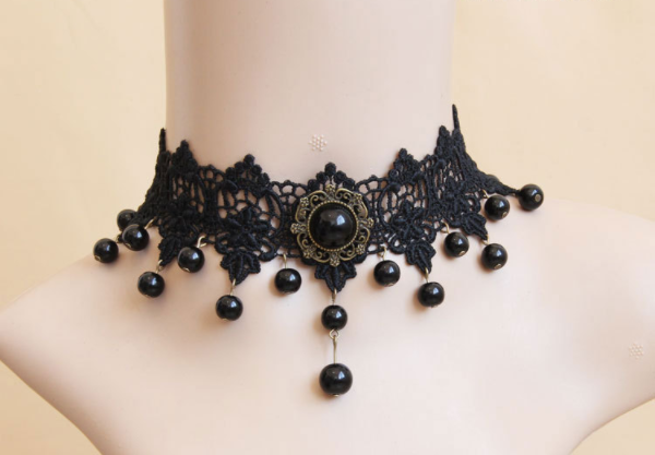 Black ball Lace Choker Collar - Ohmykitty Online Store