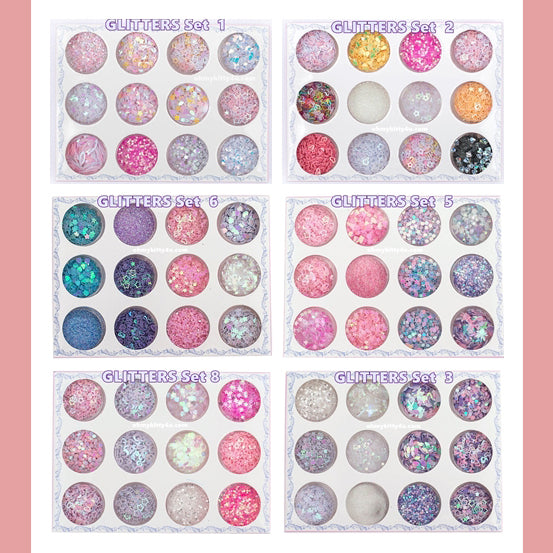 Face , Body and Nail Glitter (12 types in a set) - Ohmykitty Online Store