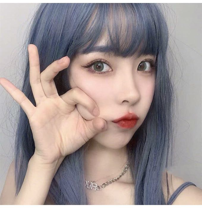 Raven (60cm Grayish Blue Long Straight Hair with Bangs) - Natural Wig