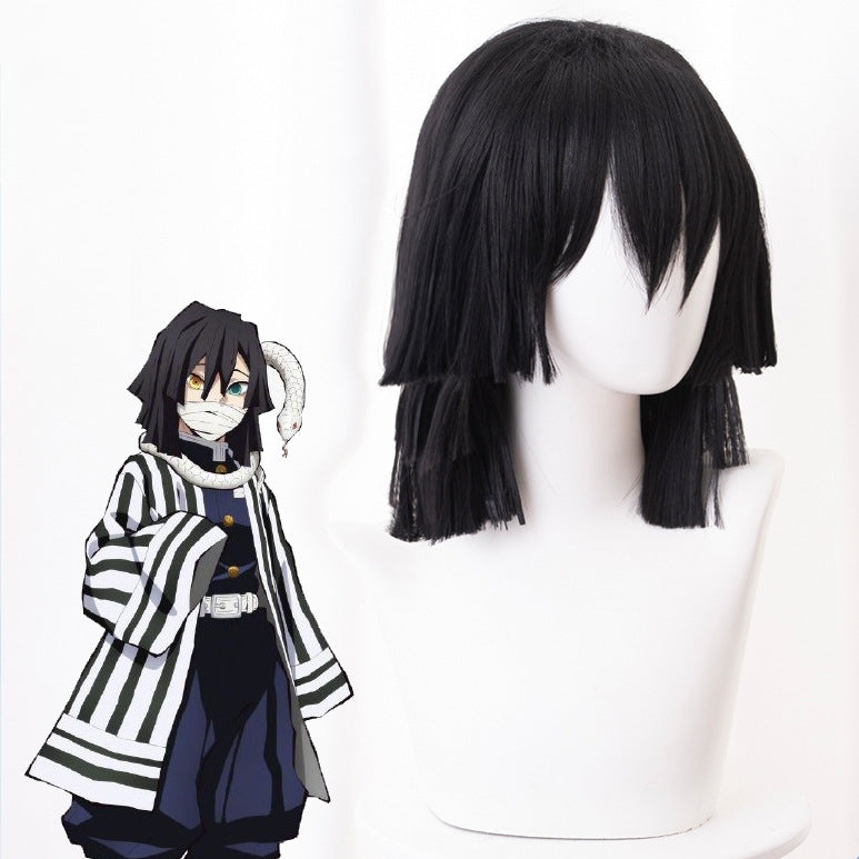 Demon Slayer- Obanai Iguro Black Hair Cosplay Wig