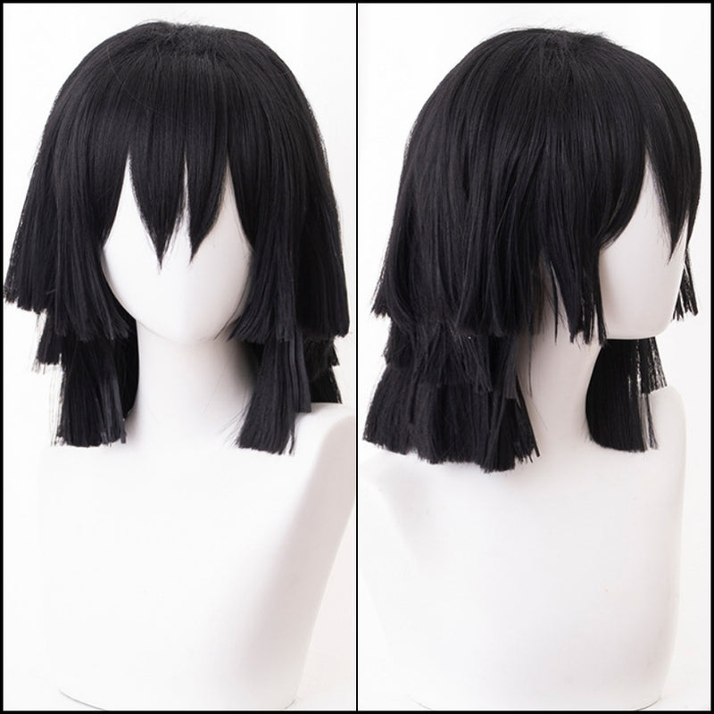 Demon Slayer- Obanai Iguro Black Hair Cosplay Wig