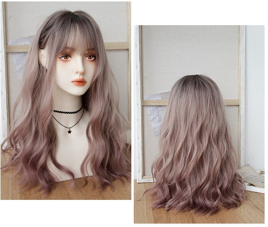 Charlotte (56cm Ash Golden Pink Ombre Wavy Voluminous Hair) - Natural Wig