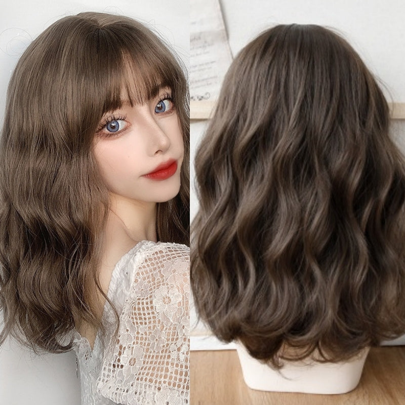 Eleanor (50cm Dark Brown Wavy Hair with Cute Bangs) - Natural Wig