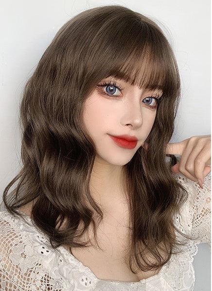 Eleanor (50cm Dark Brown Wavy Hair with Cute Bangs) - Natural Wig