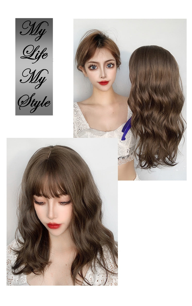 Eleanor (50cm Dark Brown Wavy Hair with Cute Bangs) - Natural Wig