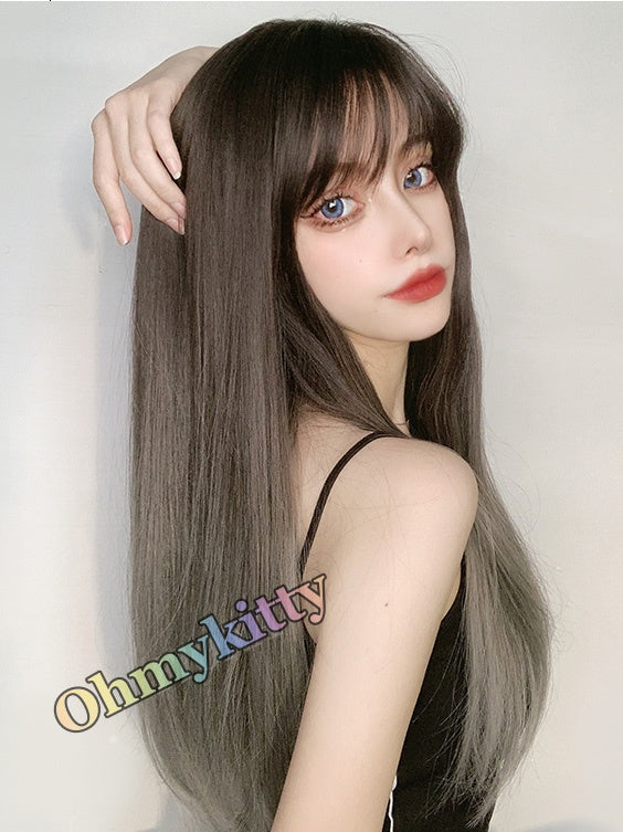 Lucilia (68cm Smoky Gray Gradient Long Straight Hair) - Natural Wig