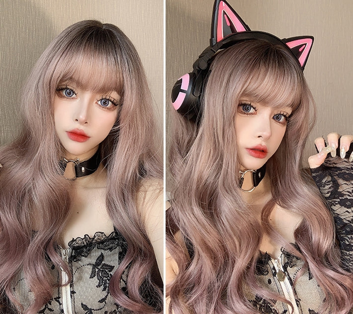 Charlotte (56cm Ash Golden Pink Ombre Wavy Voluminous Hair) - Natural Wig