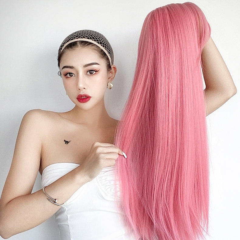 Sakura (60cm Pink Long Straight Hair with Bangs) - Lolita Wig
