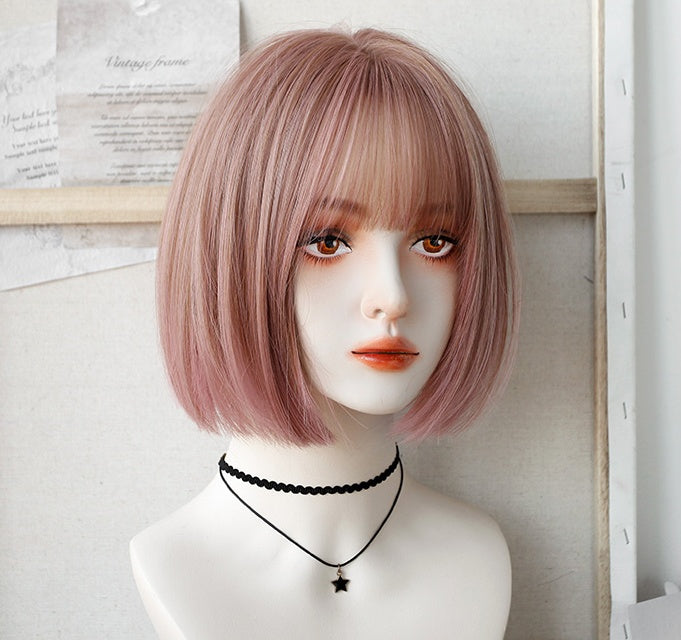 Quinn (28cm Golden Pink Bob Hair with Bangs) - Natural Wig