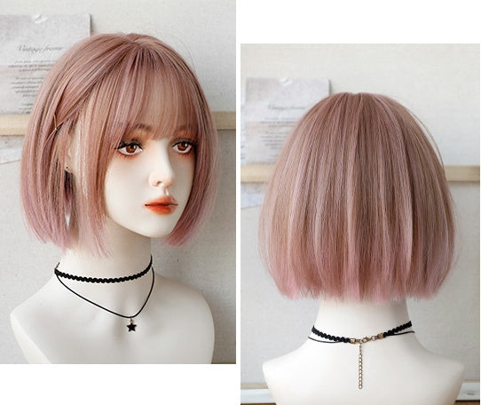 Quinn (28cm Golden Pink Bob Hair with Bangs) - Natural Wig