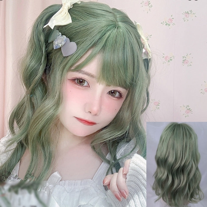 Victoria (50cm Medium Length Wavy Ash Green) - Natural Wig