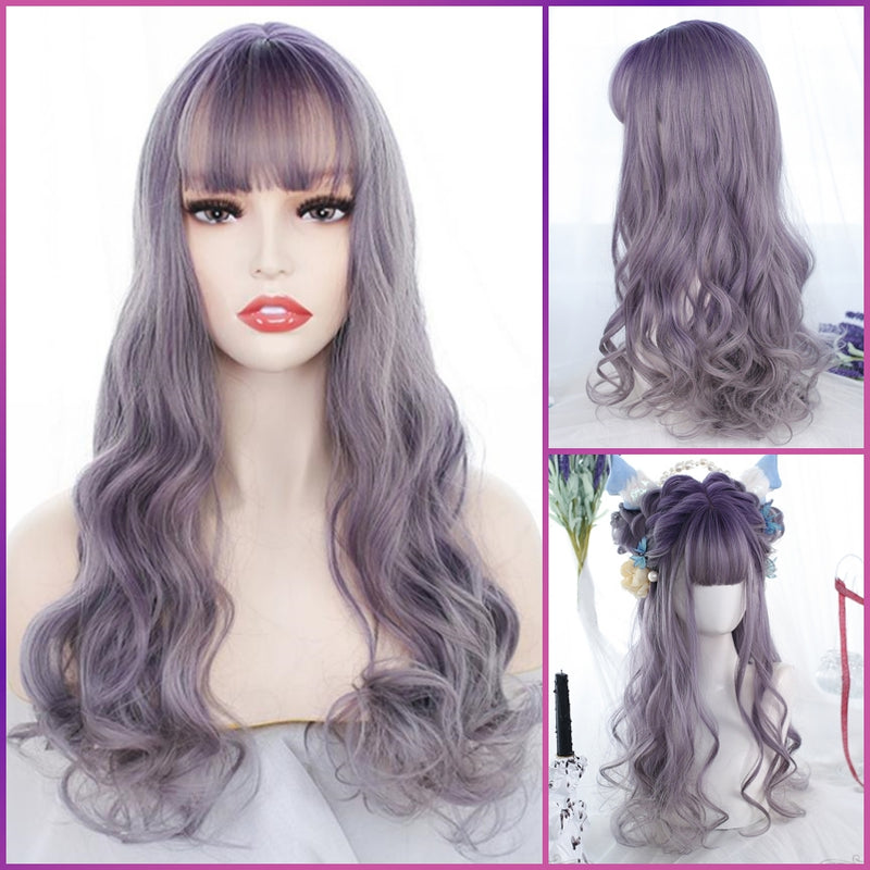Candy Muffin (72cm Long Curly Ash Lavender Ombre) -Lolita Wig