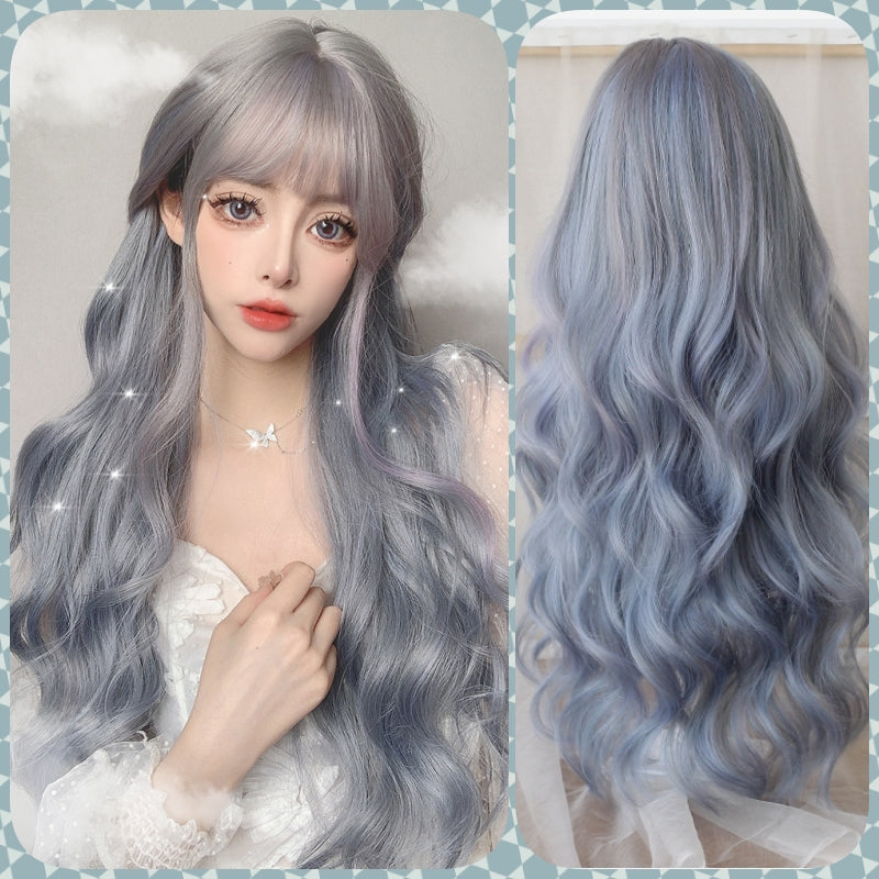 Harmonie (72cm Long Wavy Ombre Gradient Ash Violet Blue) - Natural Wig