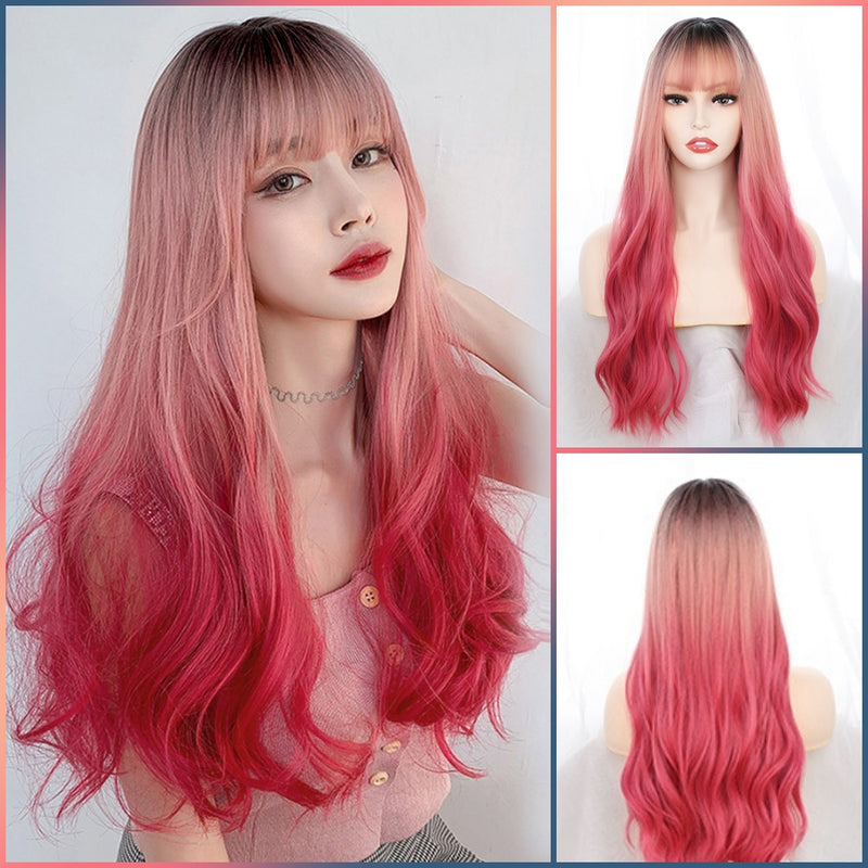 Princess Strawberry (67cm Long Curly Pinkish Red Ombre) - Lolita Wig