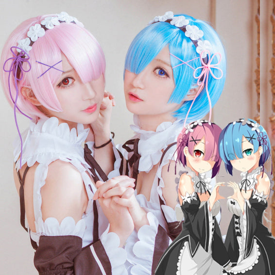 Re:Zero- Rem and Ram - Cosplay Wig (Includes Hair Accessories) - Ohmykitty Online Store
