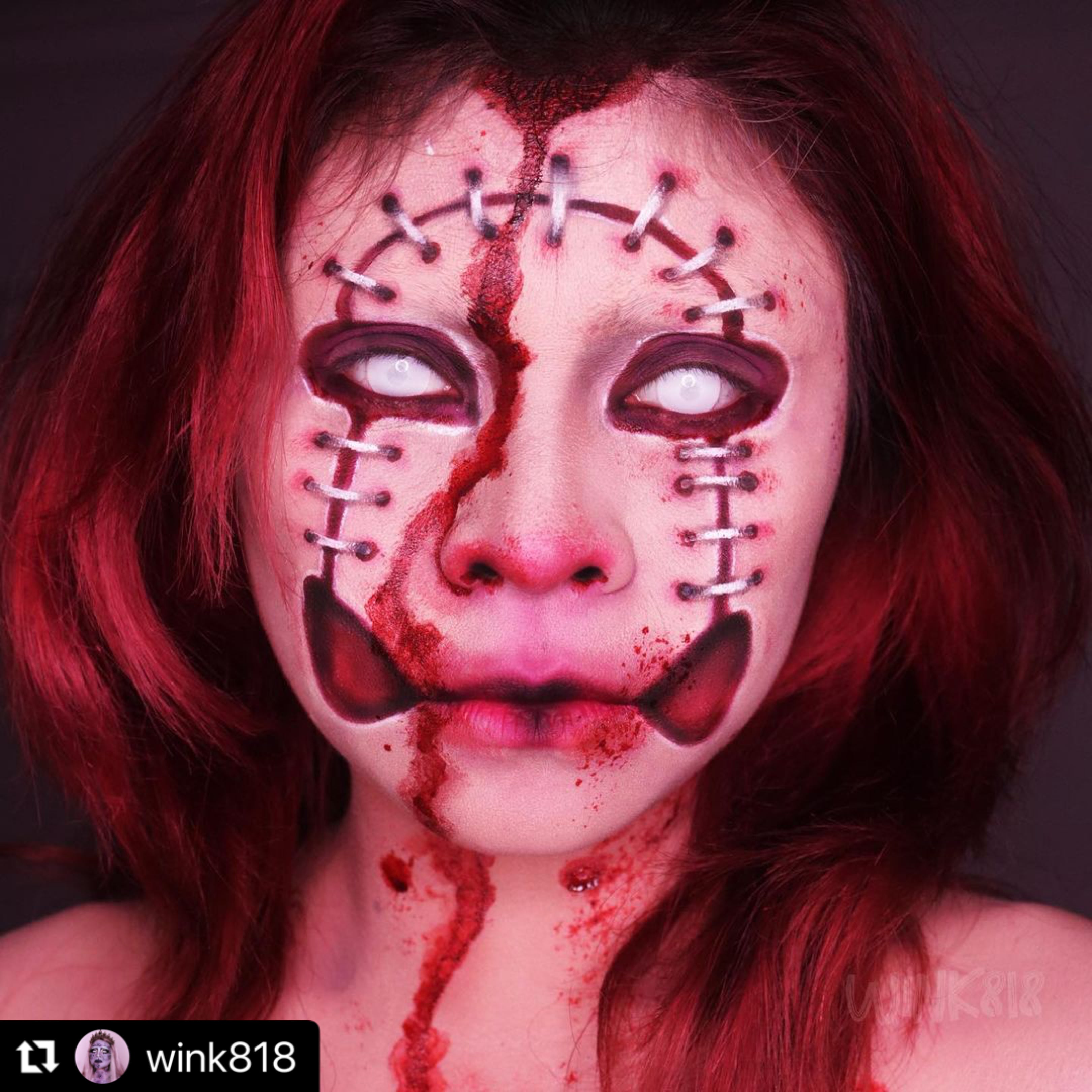 Storm White Contacts –Full white+ Mesh in the middle Halloween Lenses