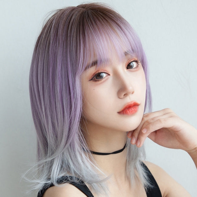 Lisa (37cm Purple Silver Gradient Shoulder Length Hair) - Natural Wig